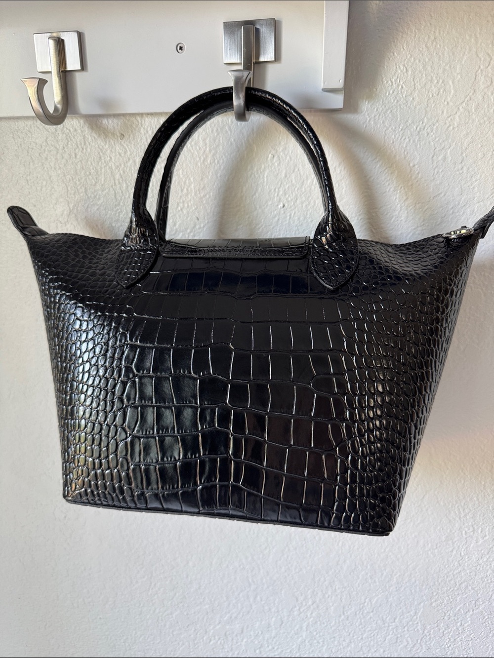 🆕 Longchamp Le Pliage Croc Embossed Tote - Picture 4 of 7
